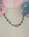 Turquoise Citrine Bronze Wire Wrap Necklace