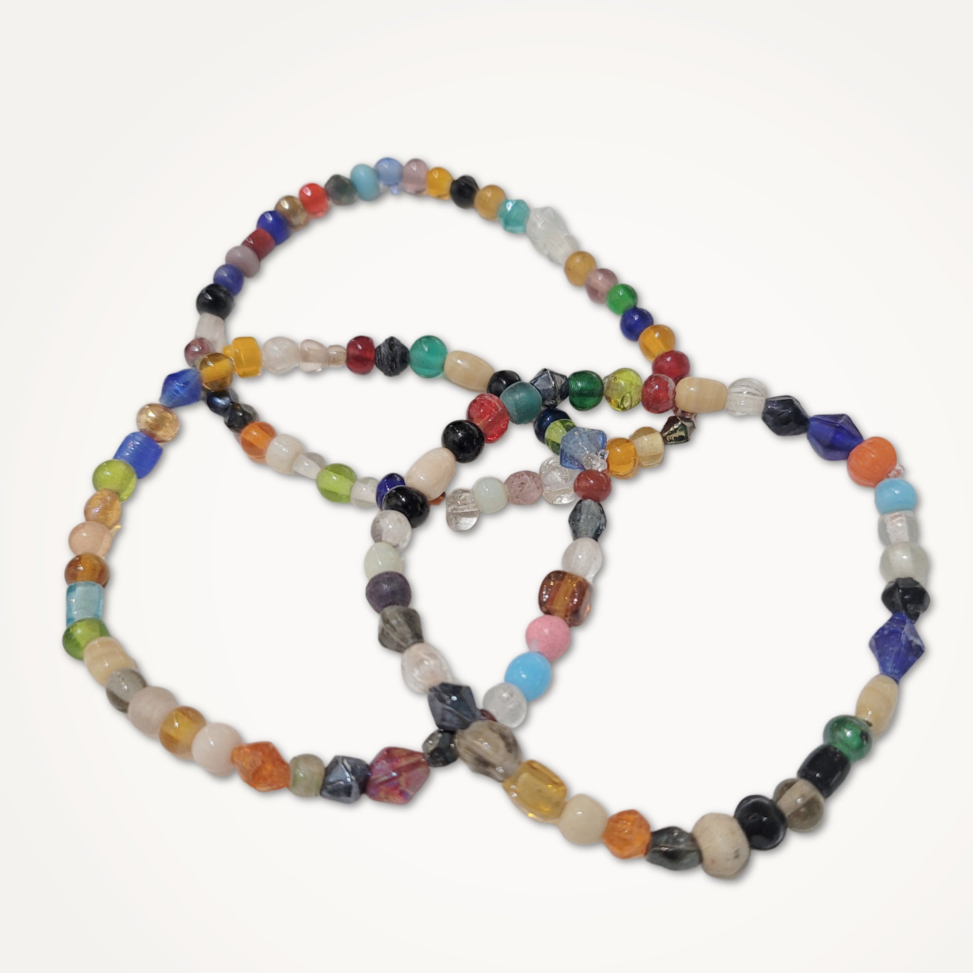 Vintage Mardi Gras Bead Bracelets • Set of 3