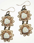 White Rose Filigree Earrings