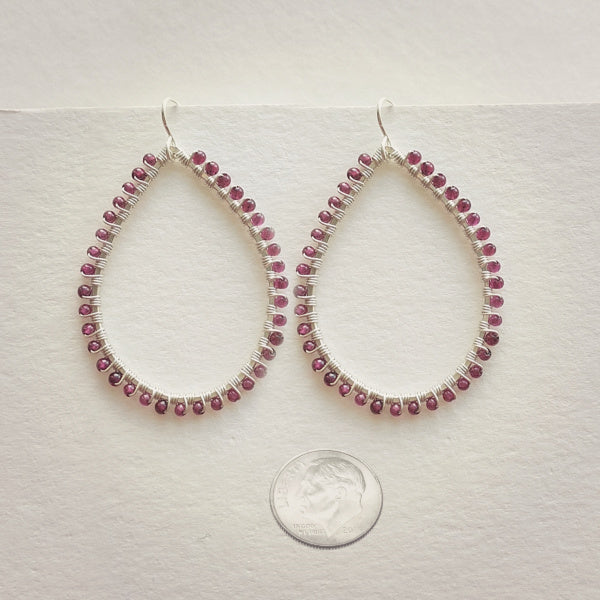 Woven Garnet Hoop Earrings