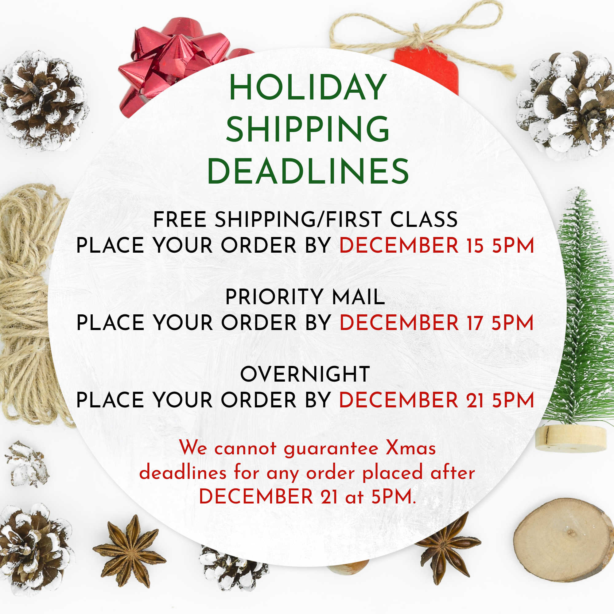 Holiday Shipping Deadlines