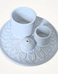 Ceramic incense set to hold palo santo, incense stick and sage.