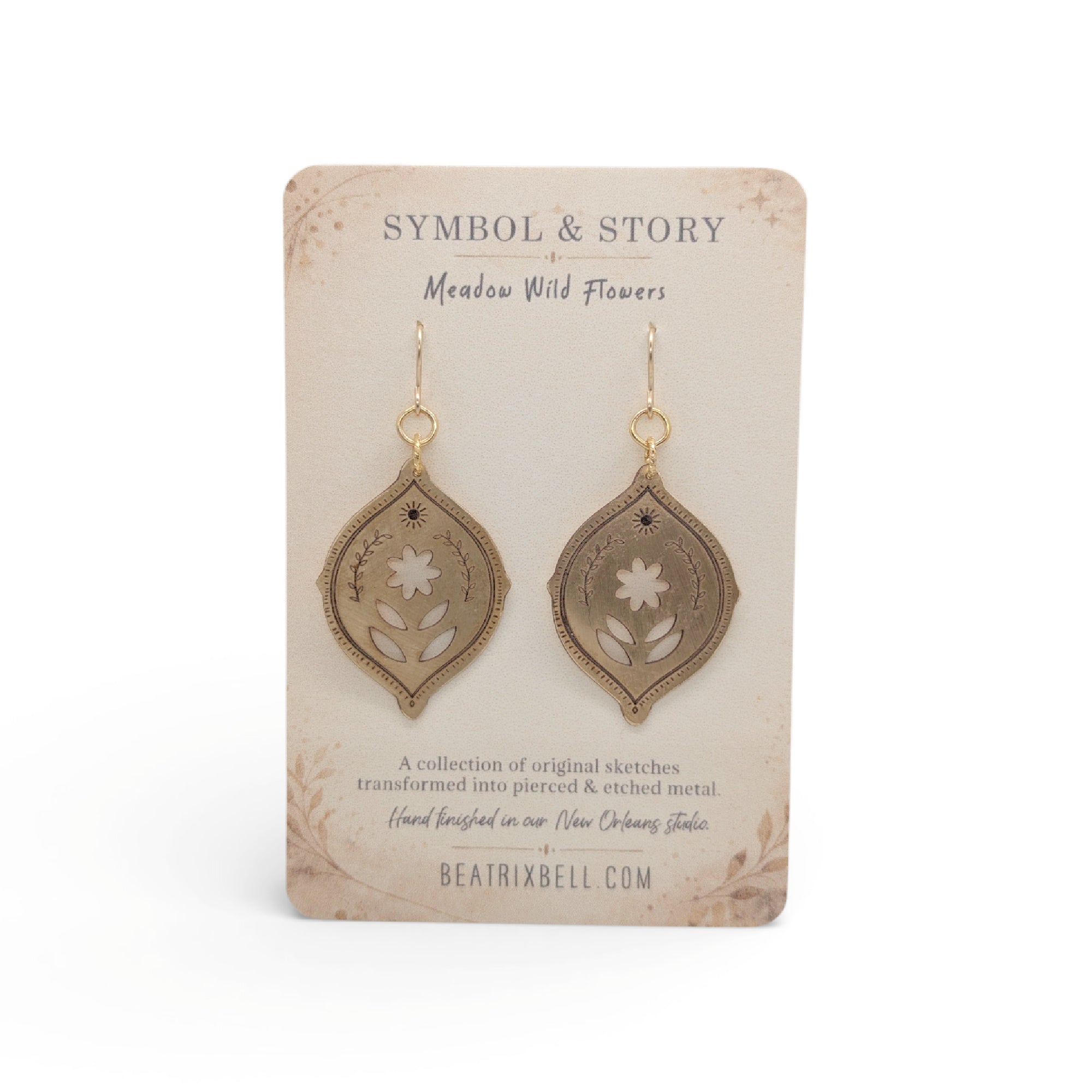 Wildflower floral statement earrings handmade in New Orleans