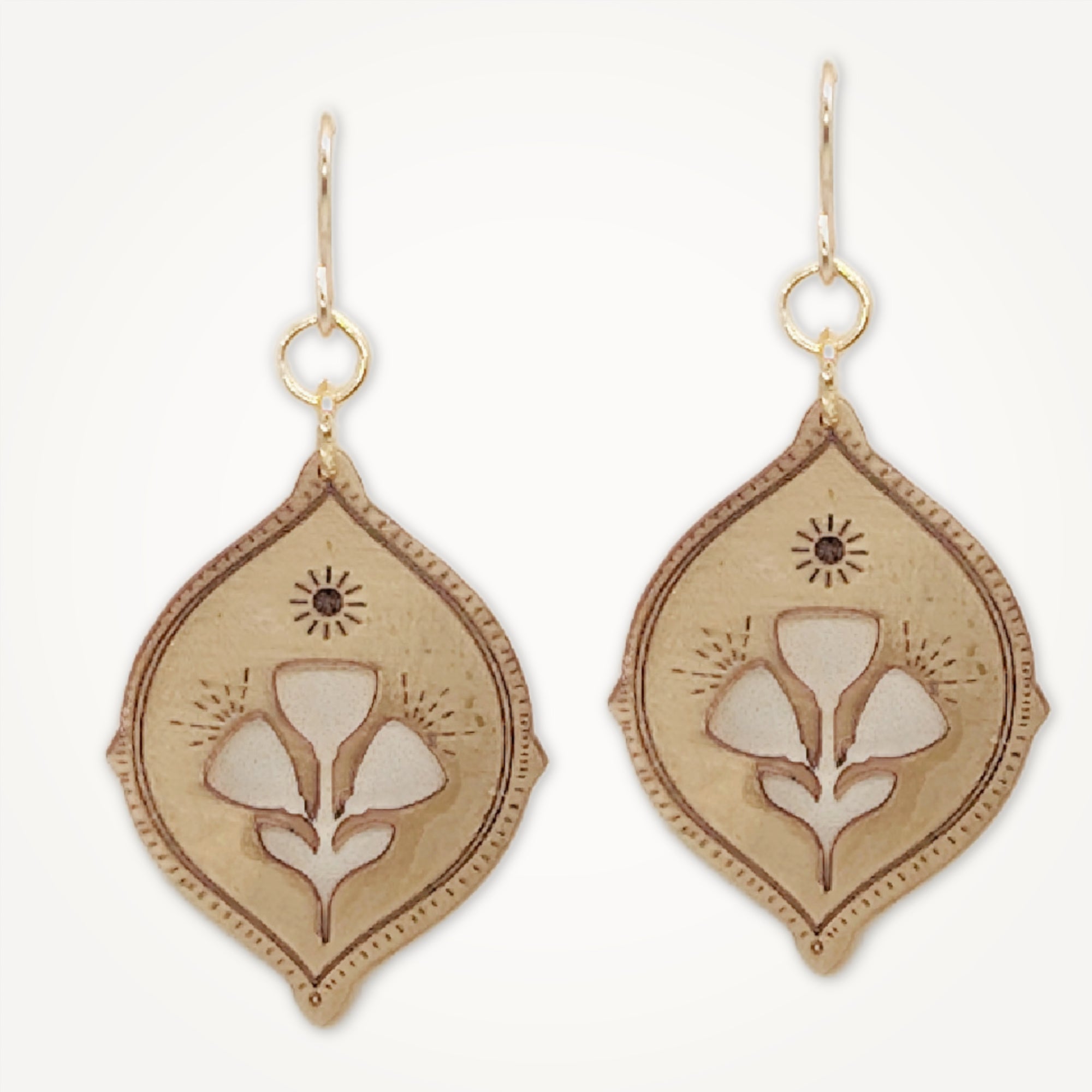 Handmade tulip flower botanical earrings