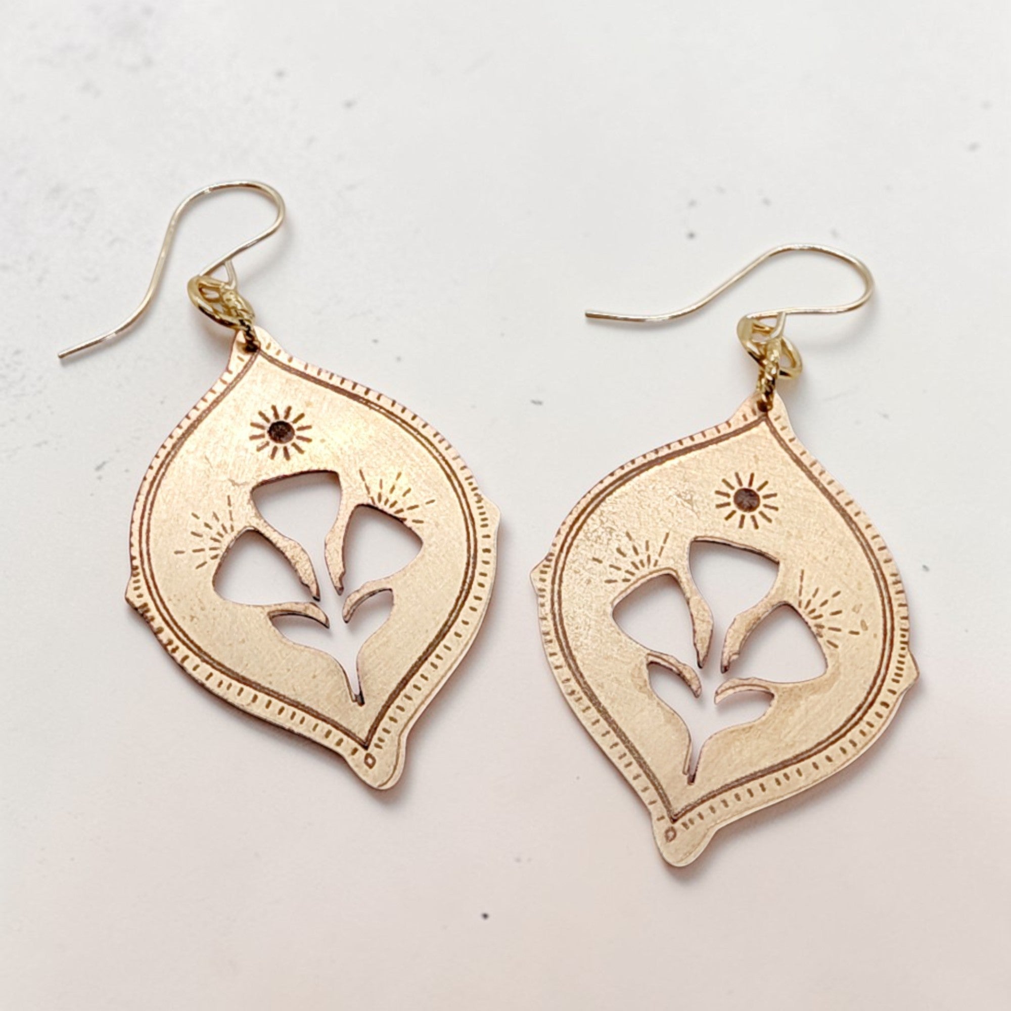 Handmade tulip flower earrings botanical floral jewelry crafted in New Orleans