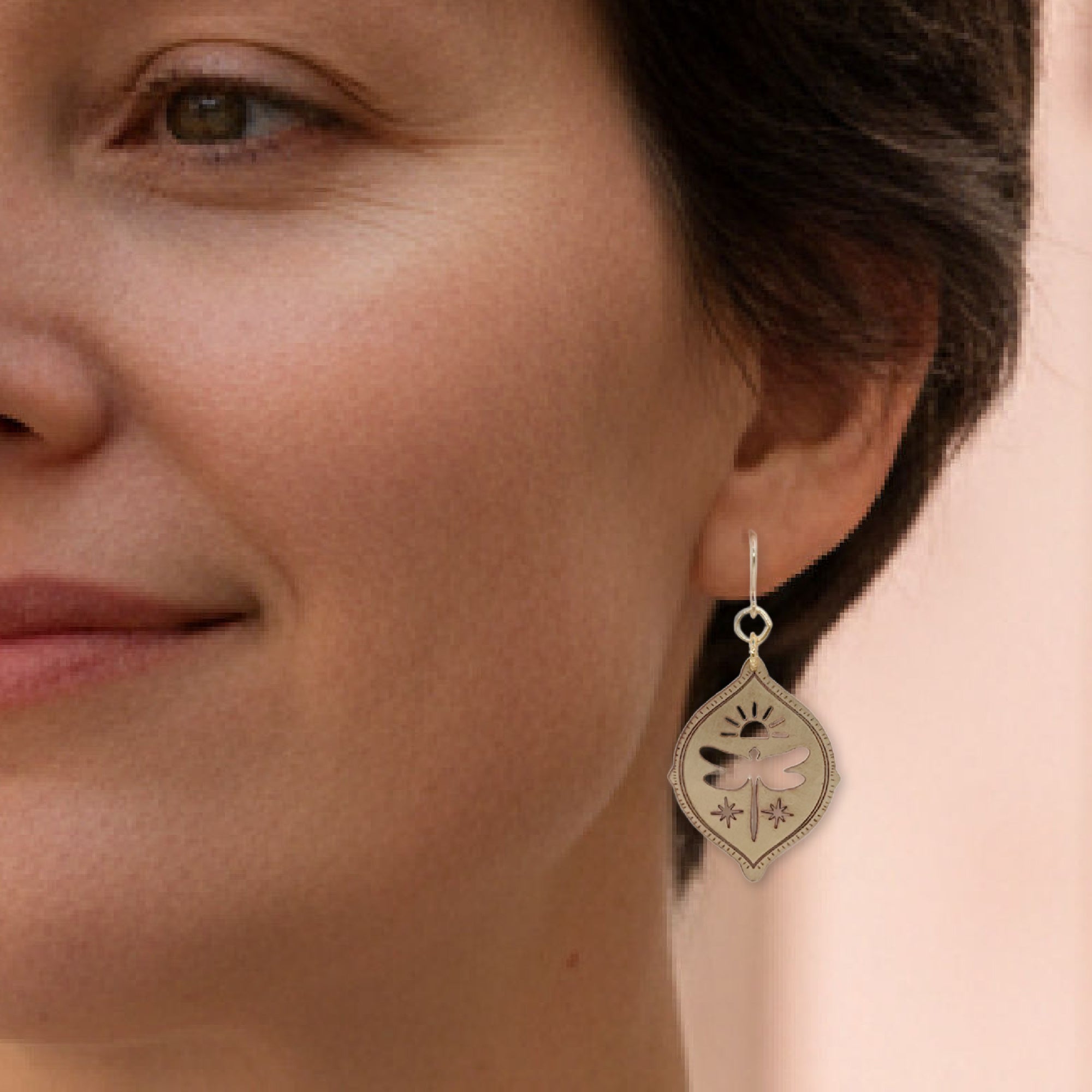 Delicate dragonfly earrings handcrafted nature jewelry New Orleans