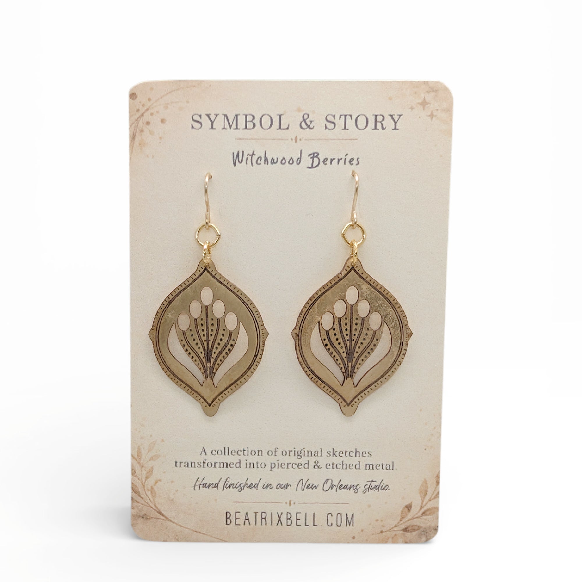 Botanical earrings nature inspired handmade statement jewelry