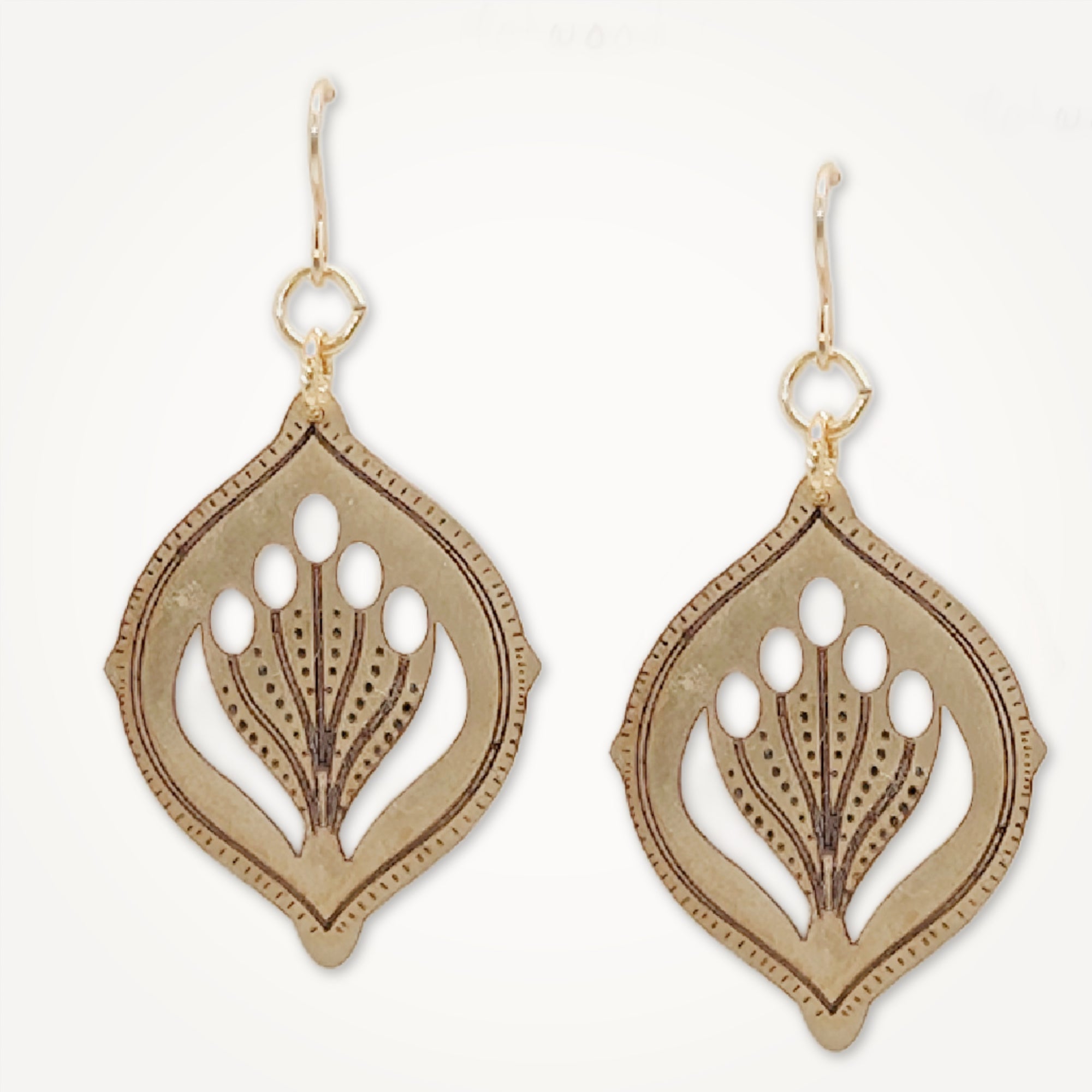 Handmade berry branch botanical gold earrings