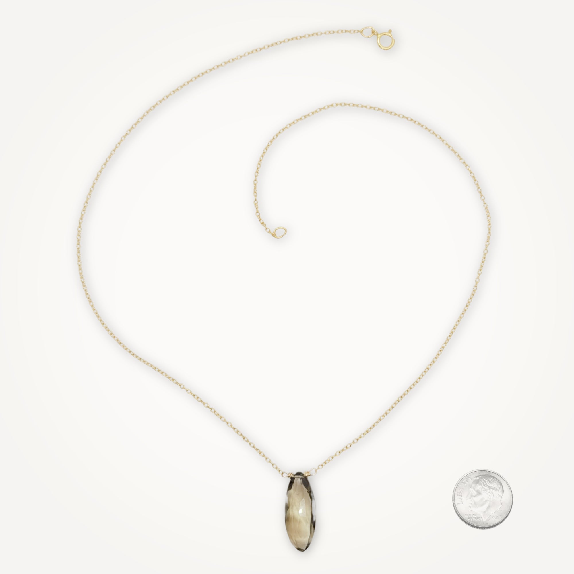 Smokey Quartz Navette Necklace