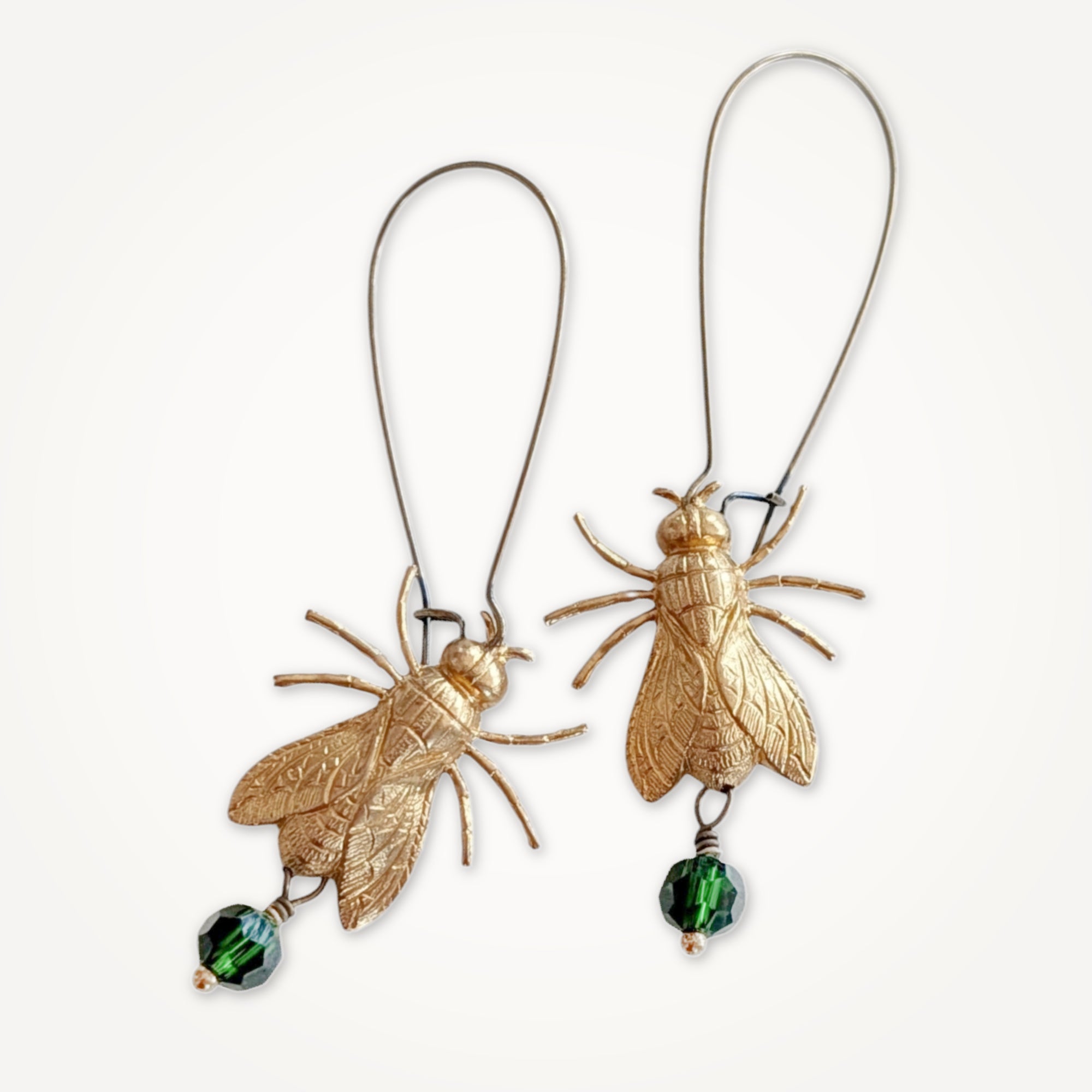 Bejeweled Fly Earrings • Green Crystal