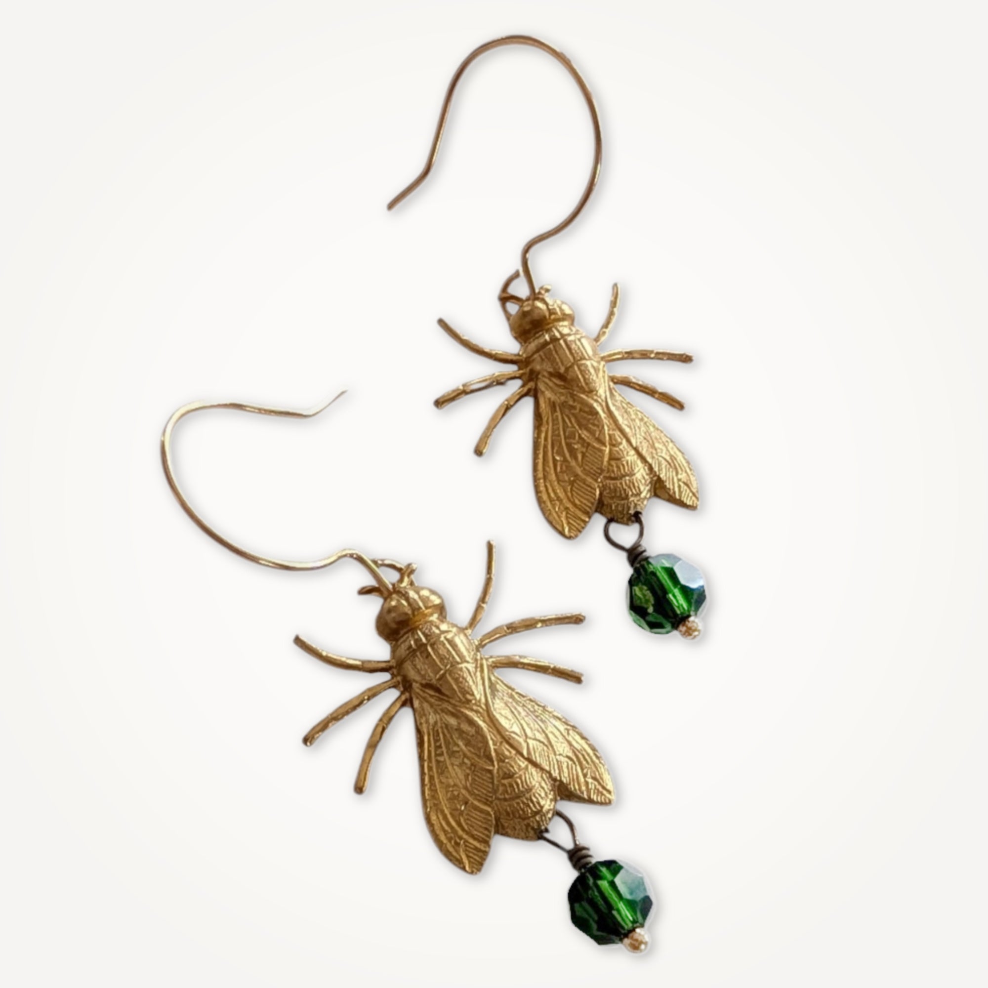 Bejeweled Fly Earrings • Green Crystal