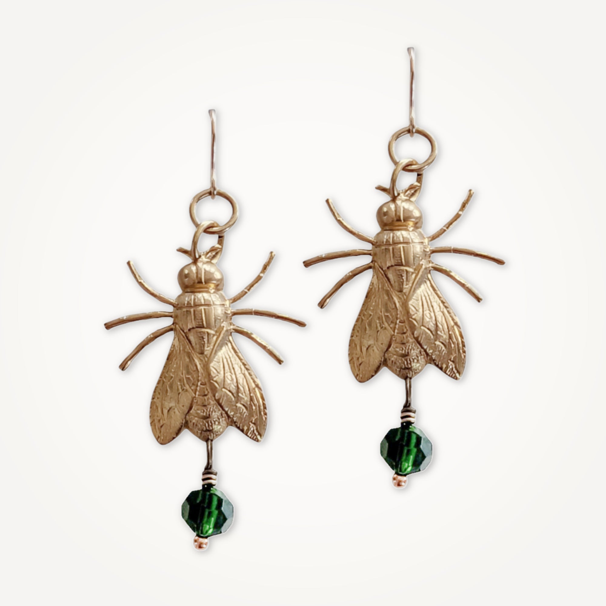 Bejeweled Fly Earrings • Green Crystal