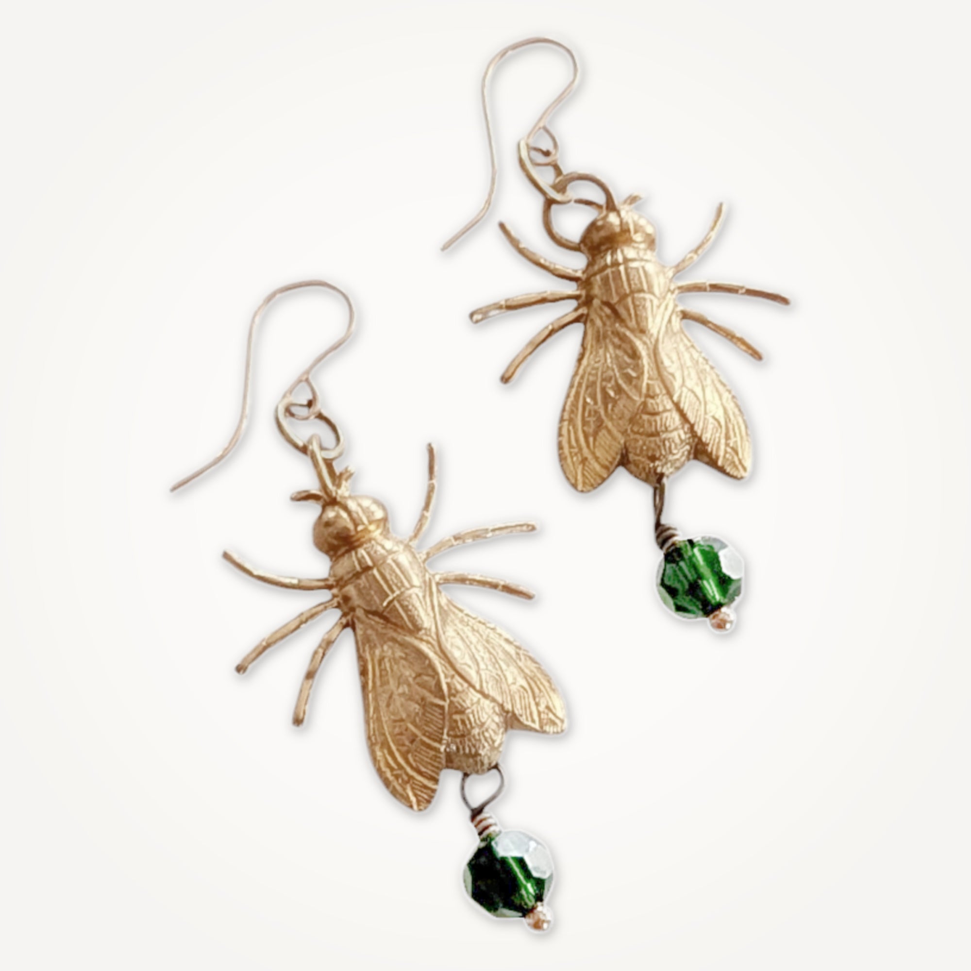 Bejeweled Fly Earrings • Green Crystal