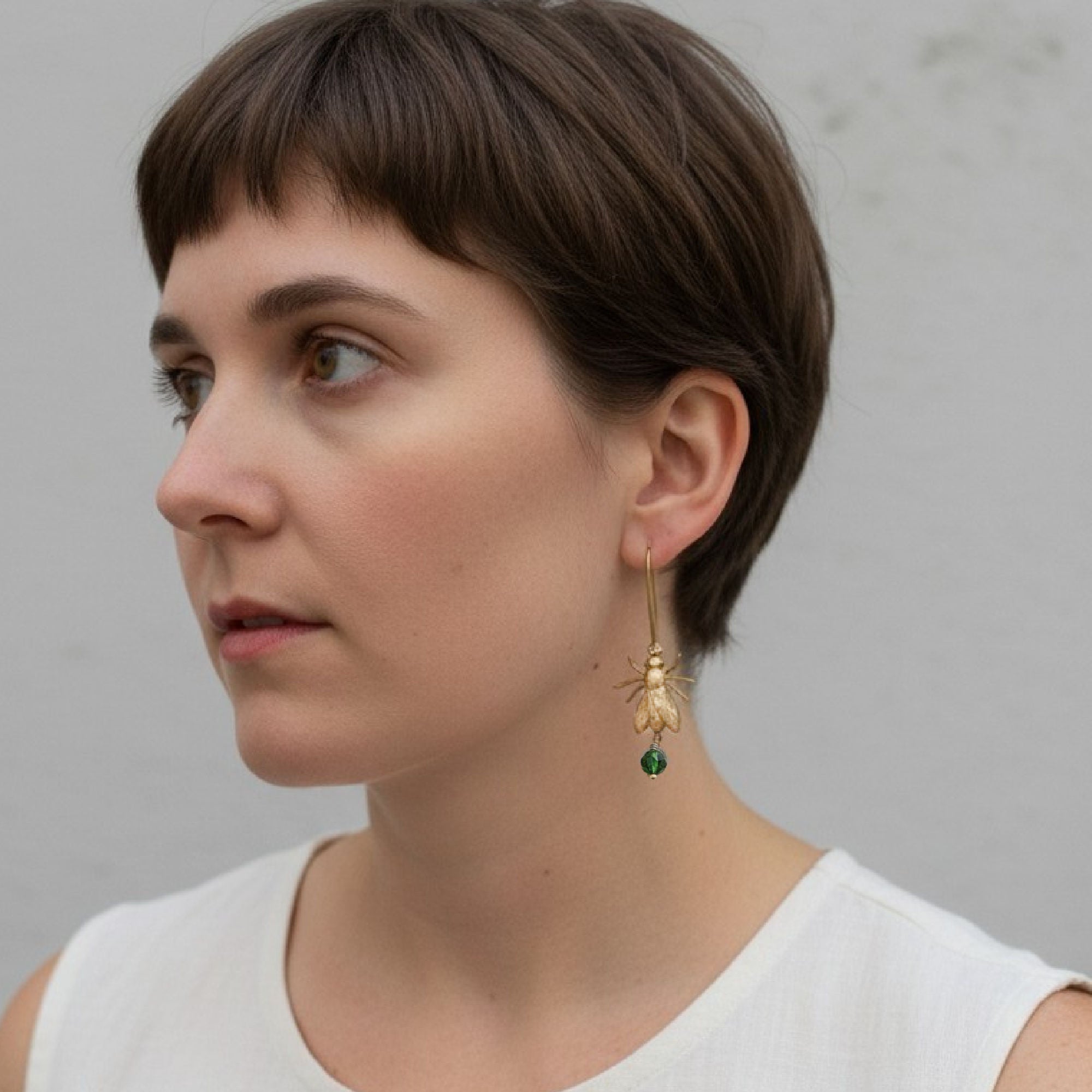 Bejeweled Fly Earrings • Green Crystal