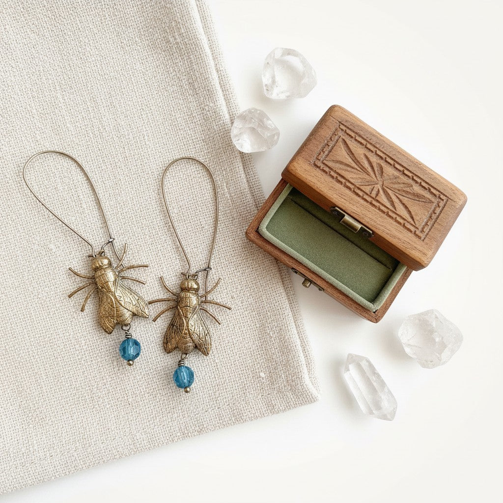 Bejeweled Fly Earrings • Indicolite Crystal