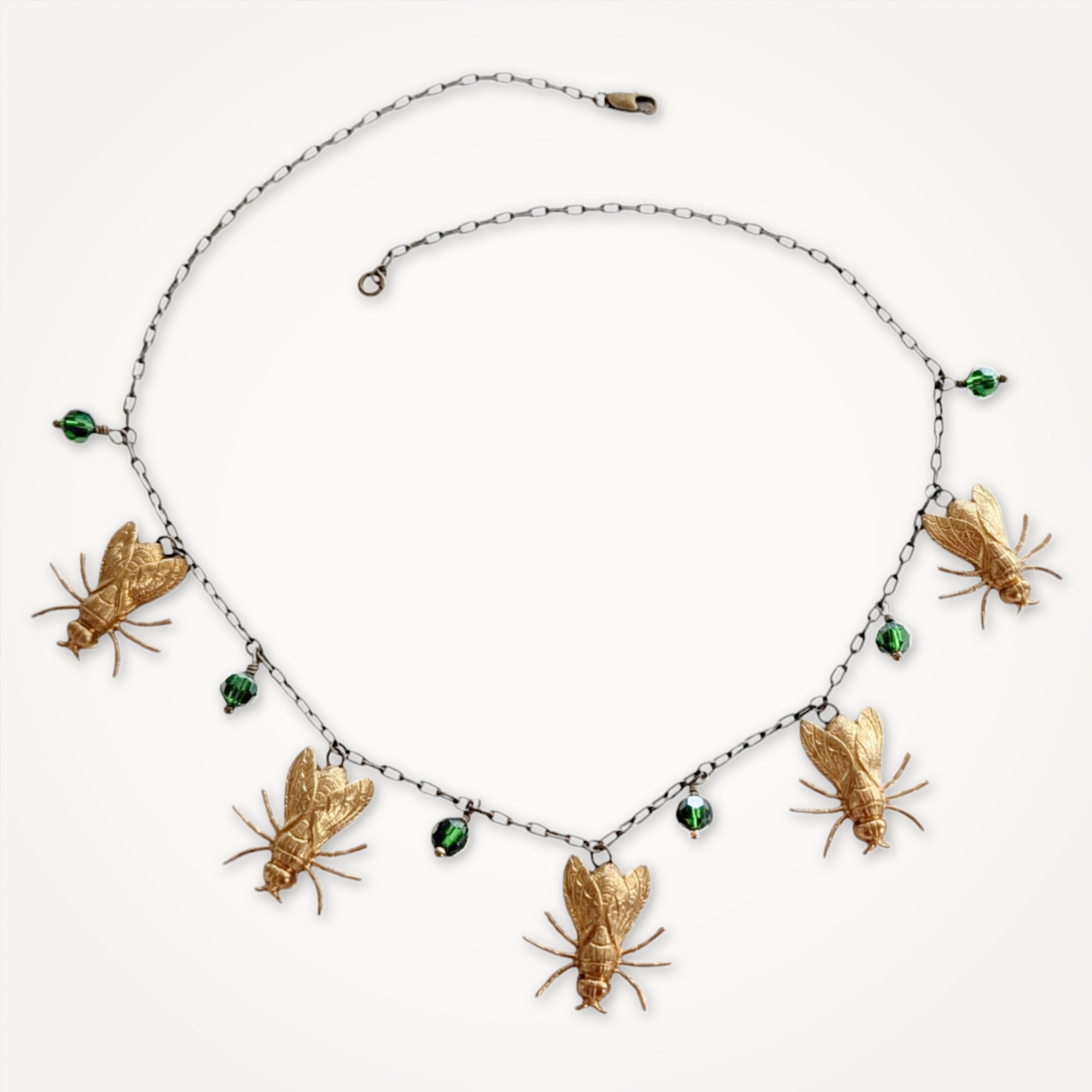 Curious Flight Necklace • Green Crystals