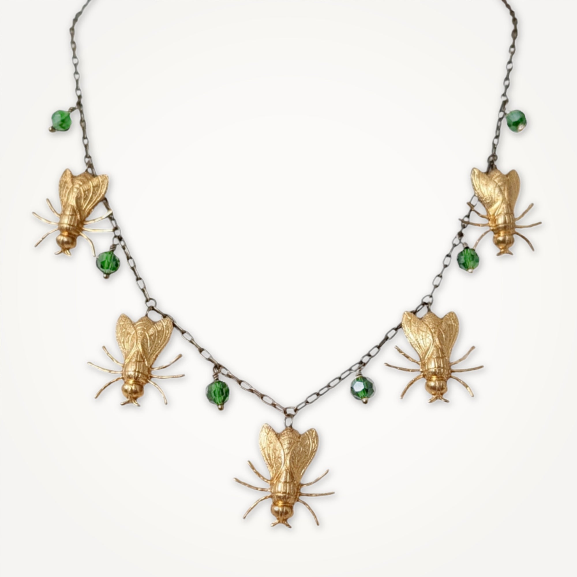 Curious Flight Necklace • Green Crystals