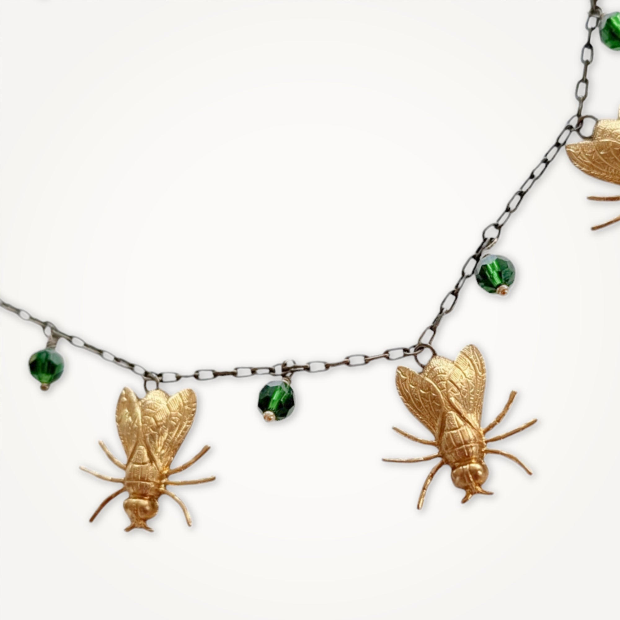 Curious Flight Necklace • Green Crystals