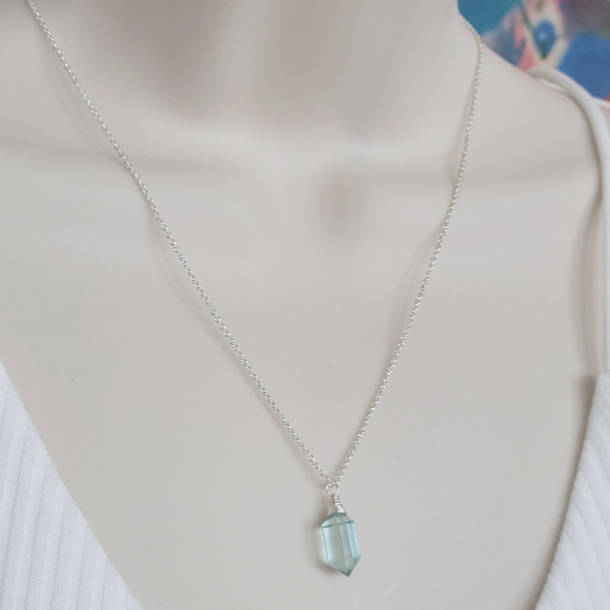 Aquamarine Crystal Point Necklace | Karlita Designs