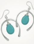 Turquoise Arch Hammered Earrings