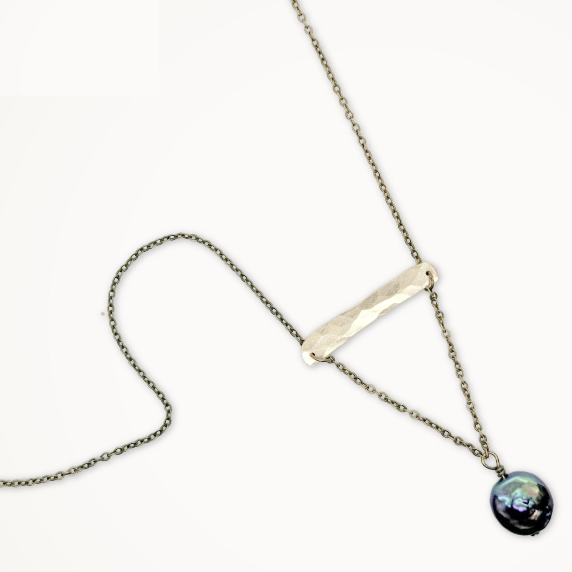 Balance Necklace with Coin Pearl • Antique Brass