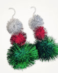 Big Metallic Puffball Christmas Earrings