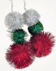 Big Metallic Puffball Christmas Earrings