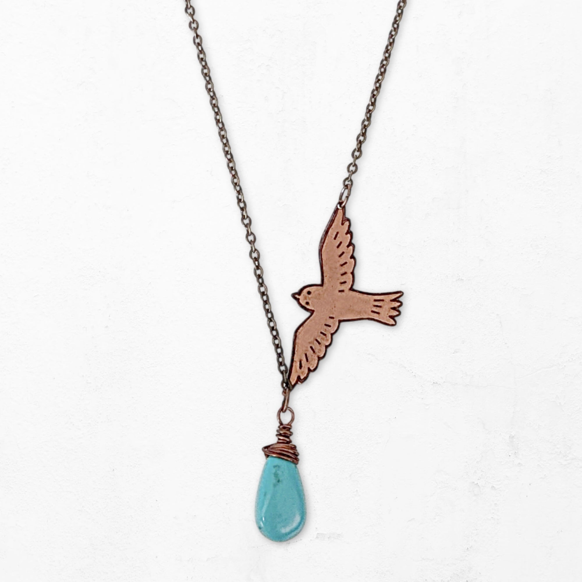 Crosswinds Bird Necklace • Turquoise