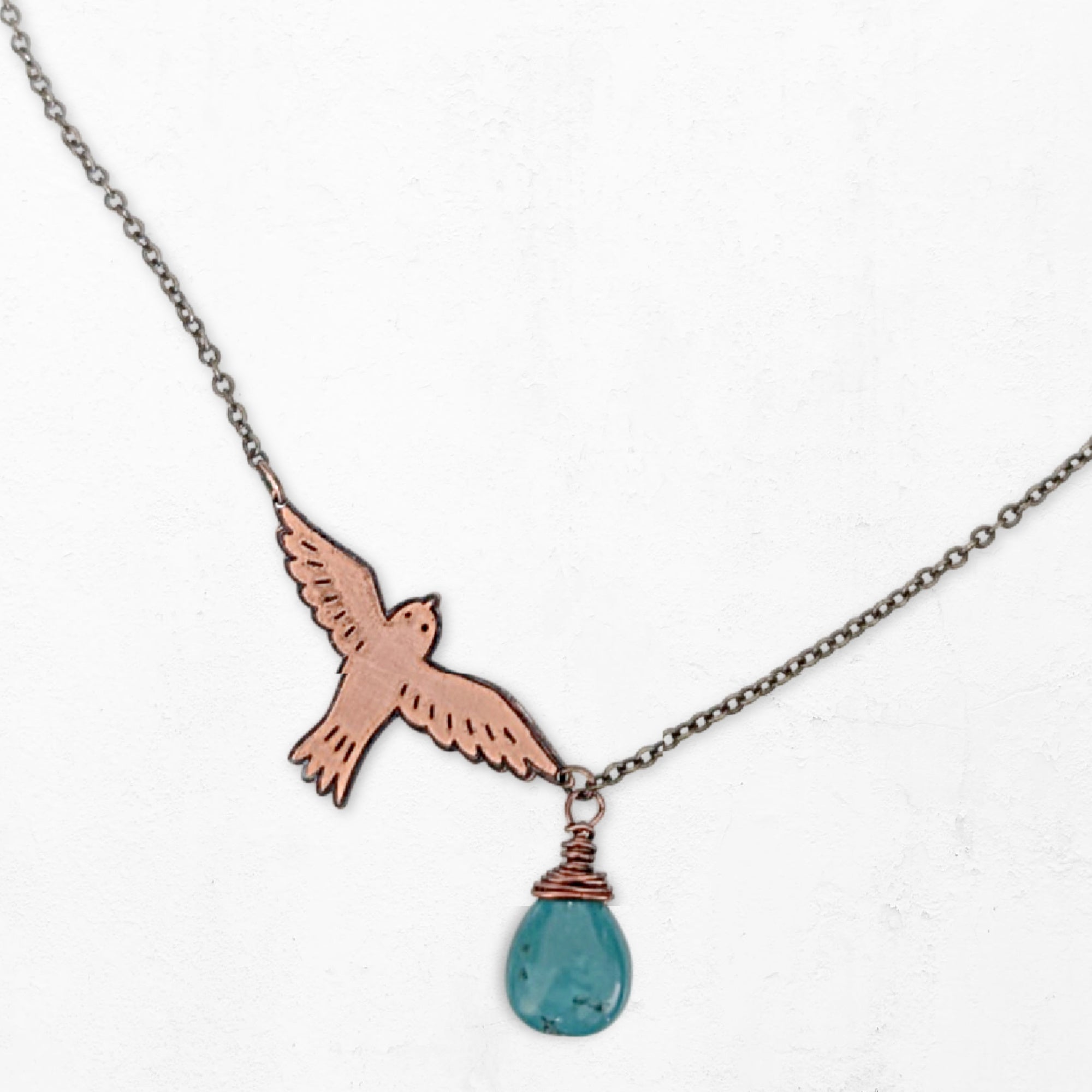 Crosswinds Bird Necklace • Turquoise