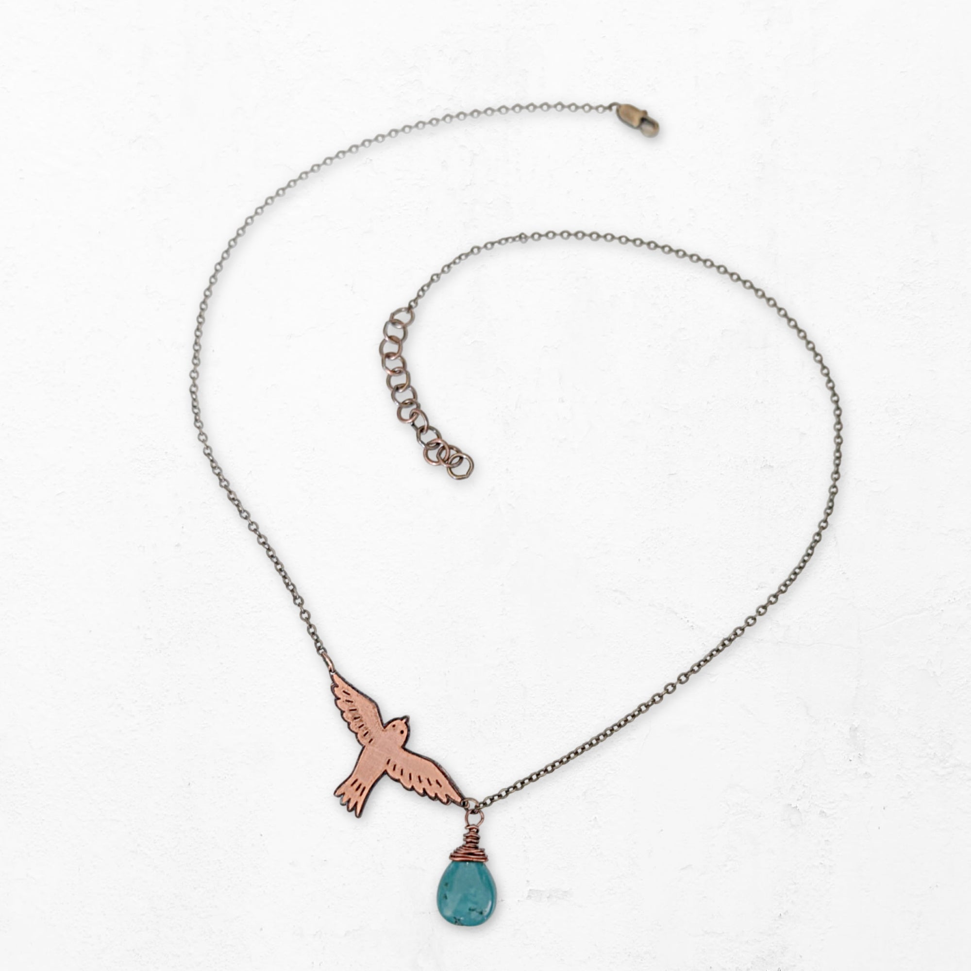 Crosswinds Bird Necklace • Turquoise