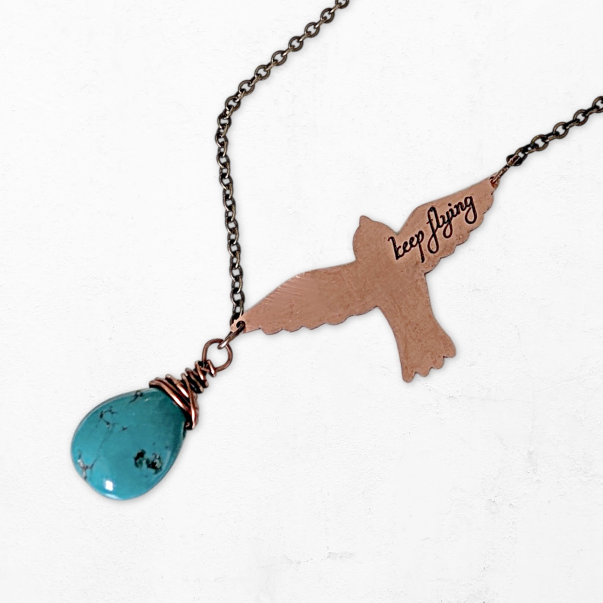 Crosswinds Bird Necklace • Turquoise