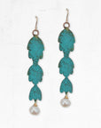 Cactus & Pearl Hand Painted Earrings