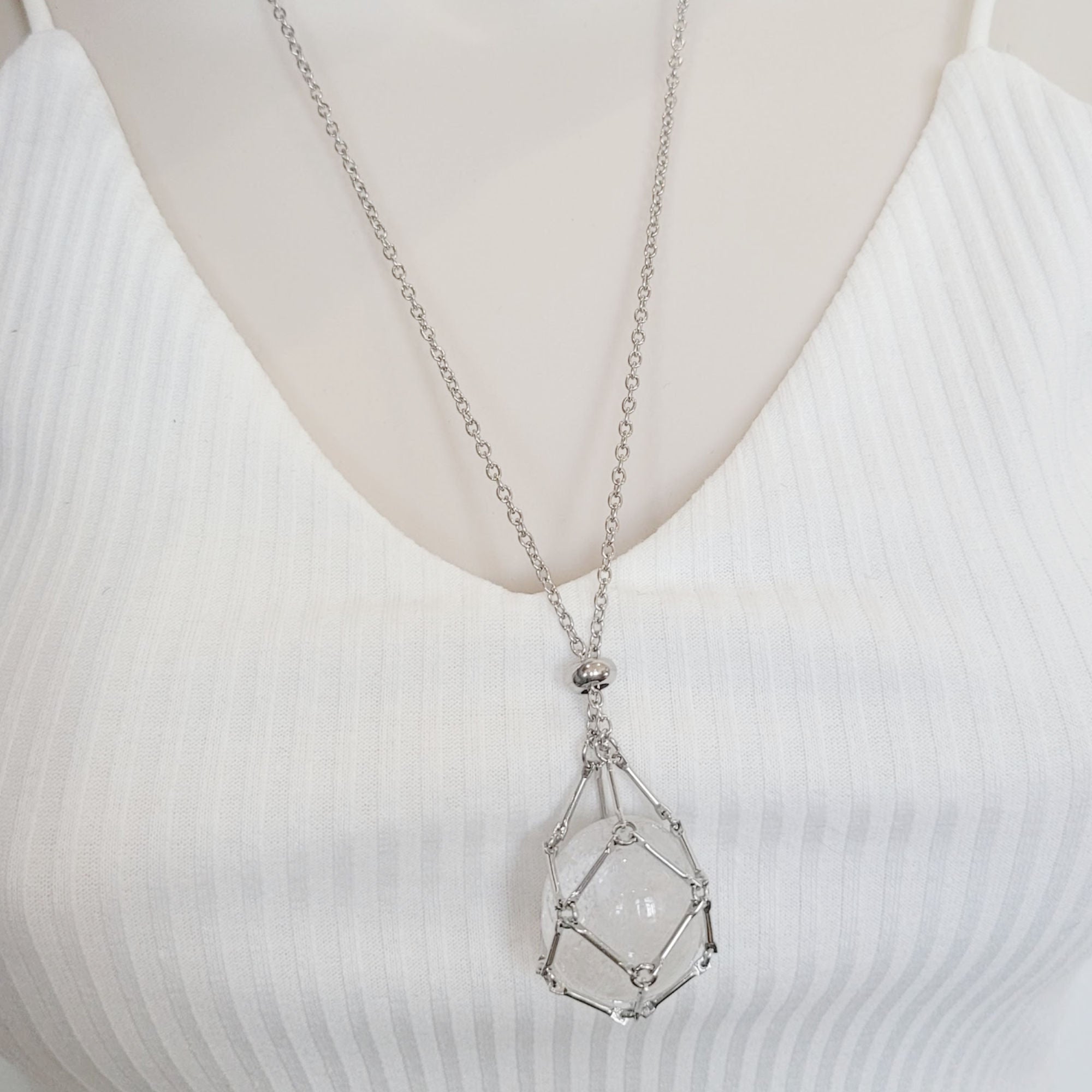 Crystal Ball Cage Necklace