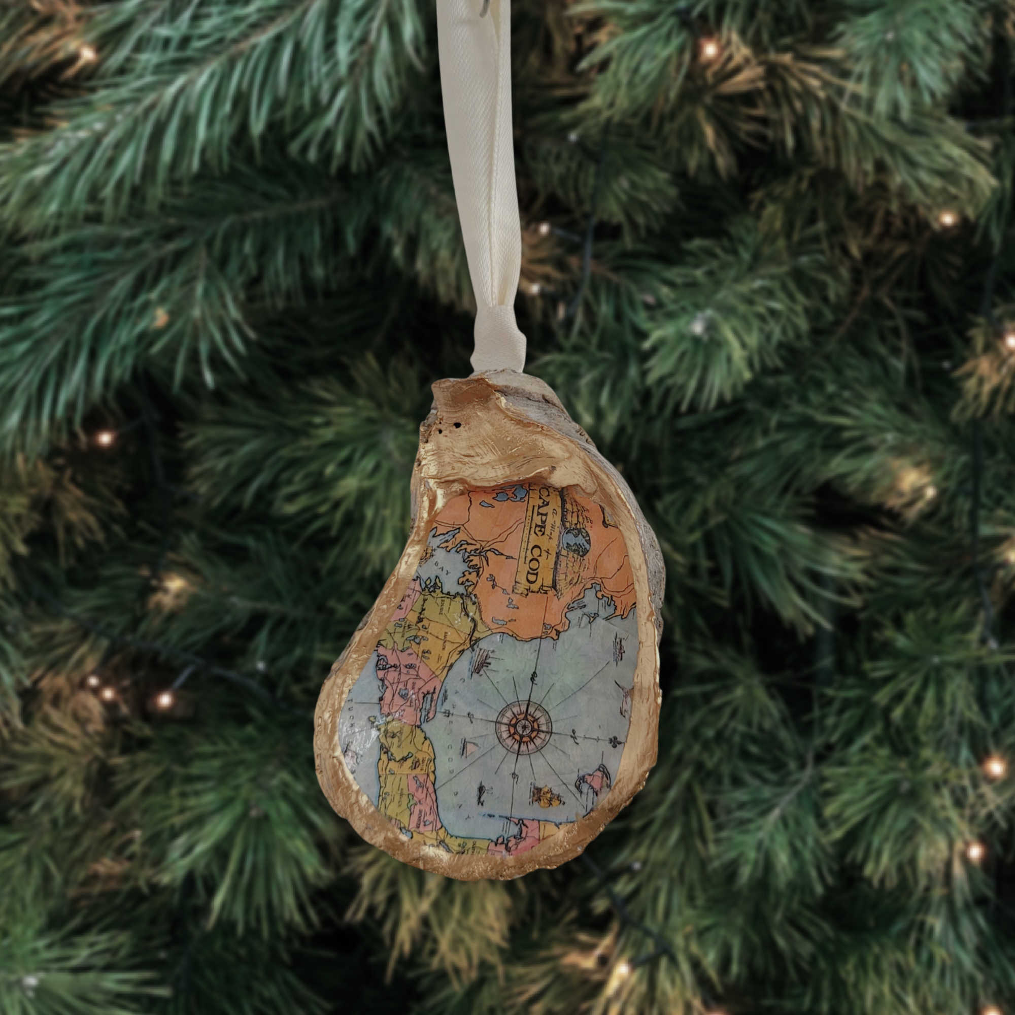 Cape Cod Map Ornament • Oyster Shell
