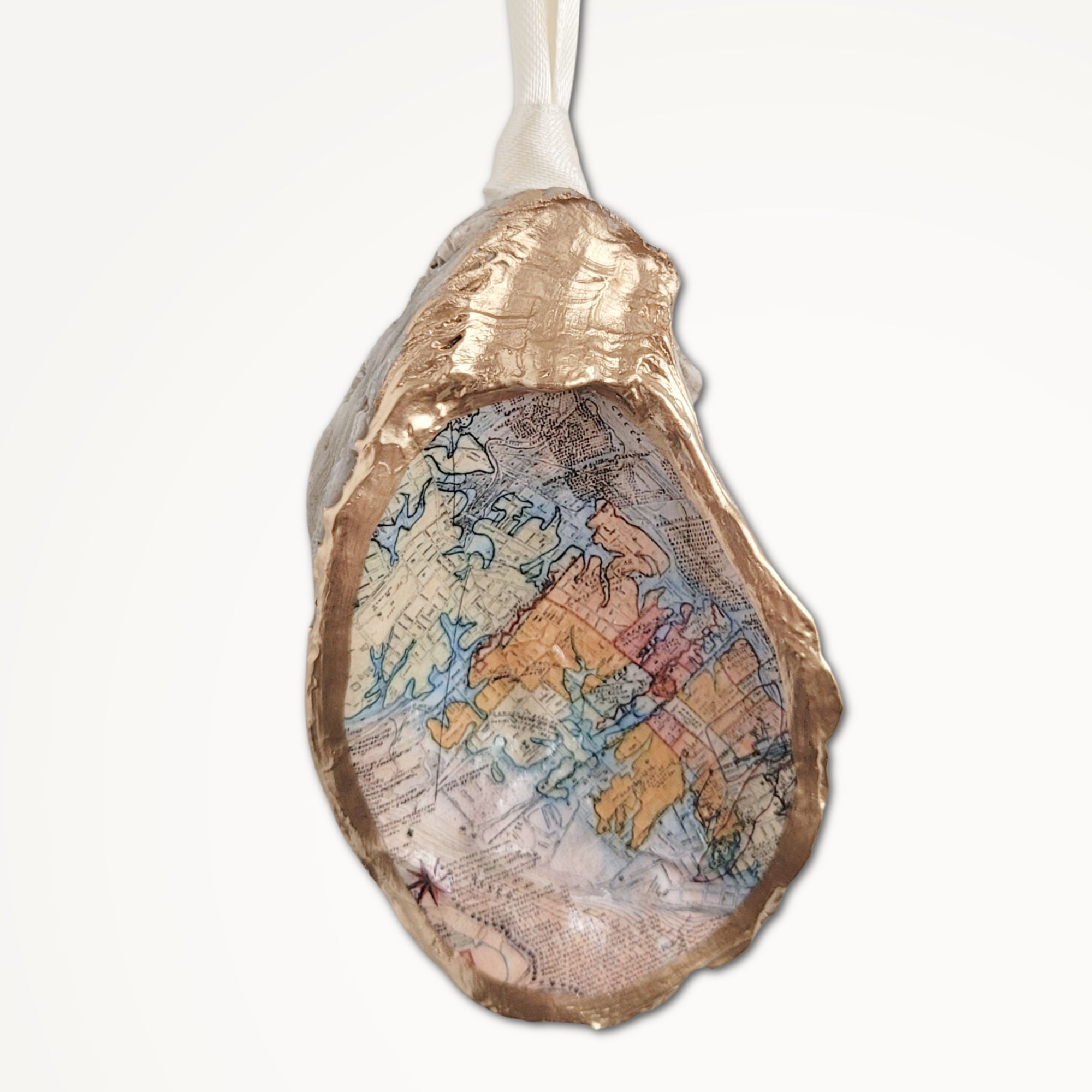 Map Ornaments • Custom Oyster Shell Ornaments