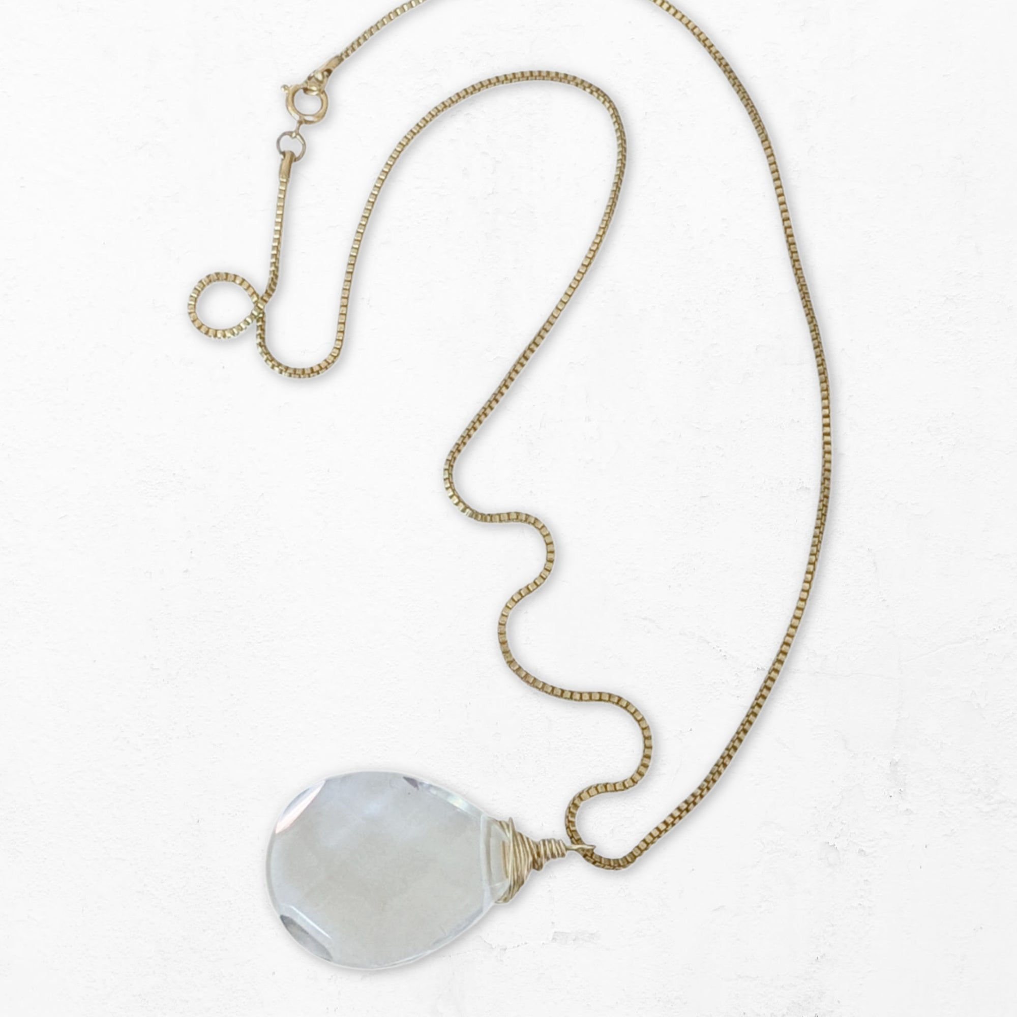 Vintage Box Chain Crystal Necklace