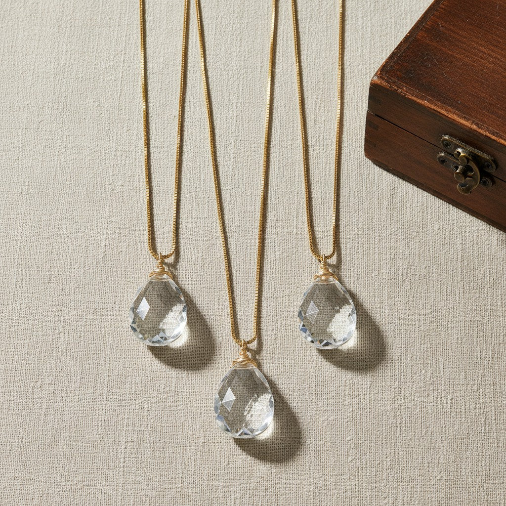 Vintage Box Chain Crystal Necklace
