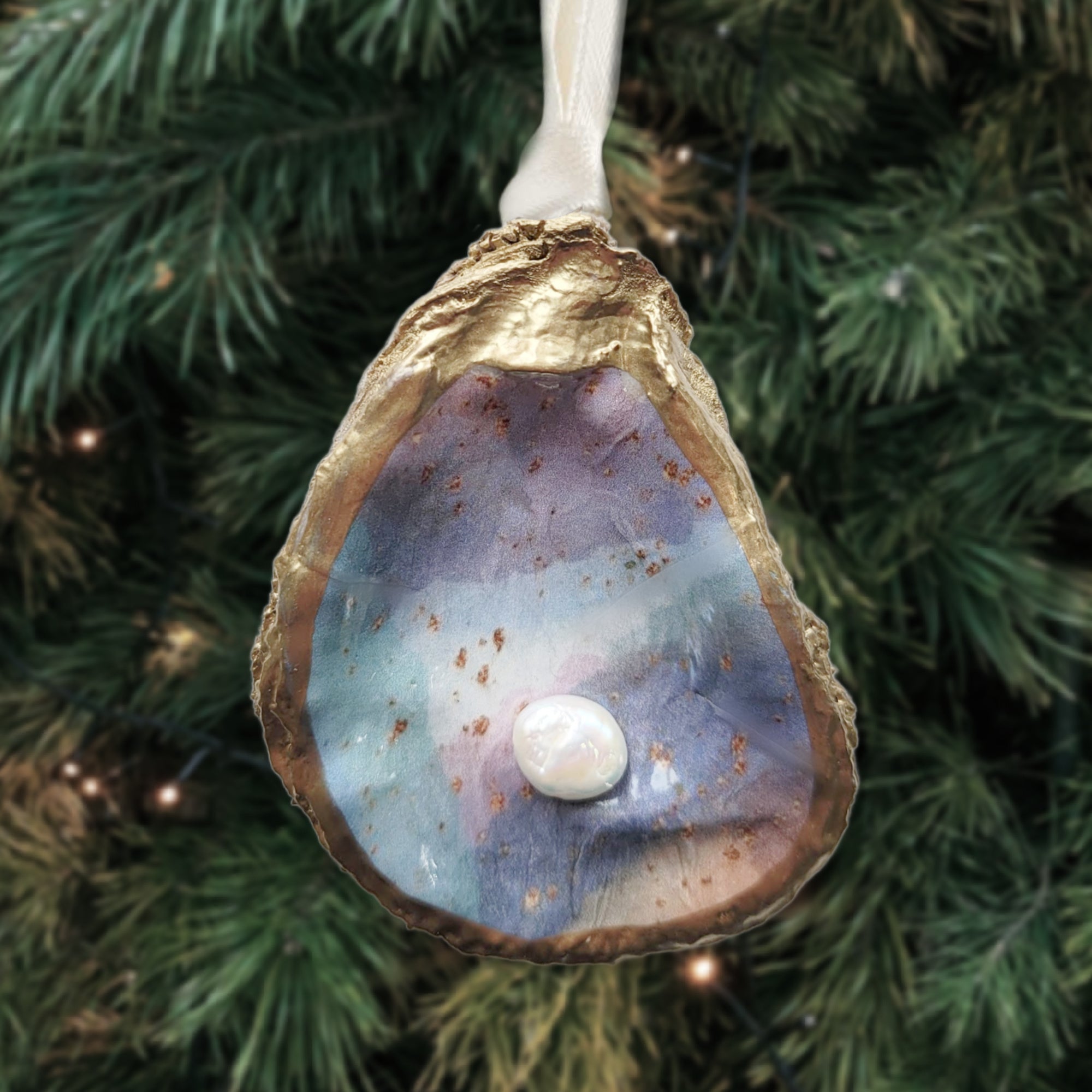 Coastal Pearl Ornament • Oyster Shell