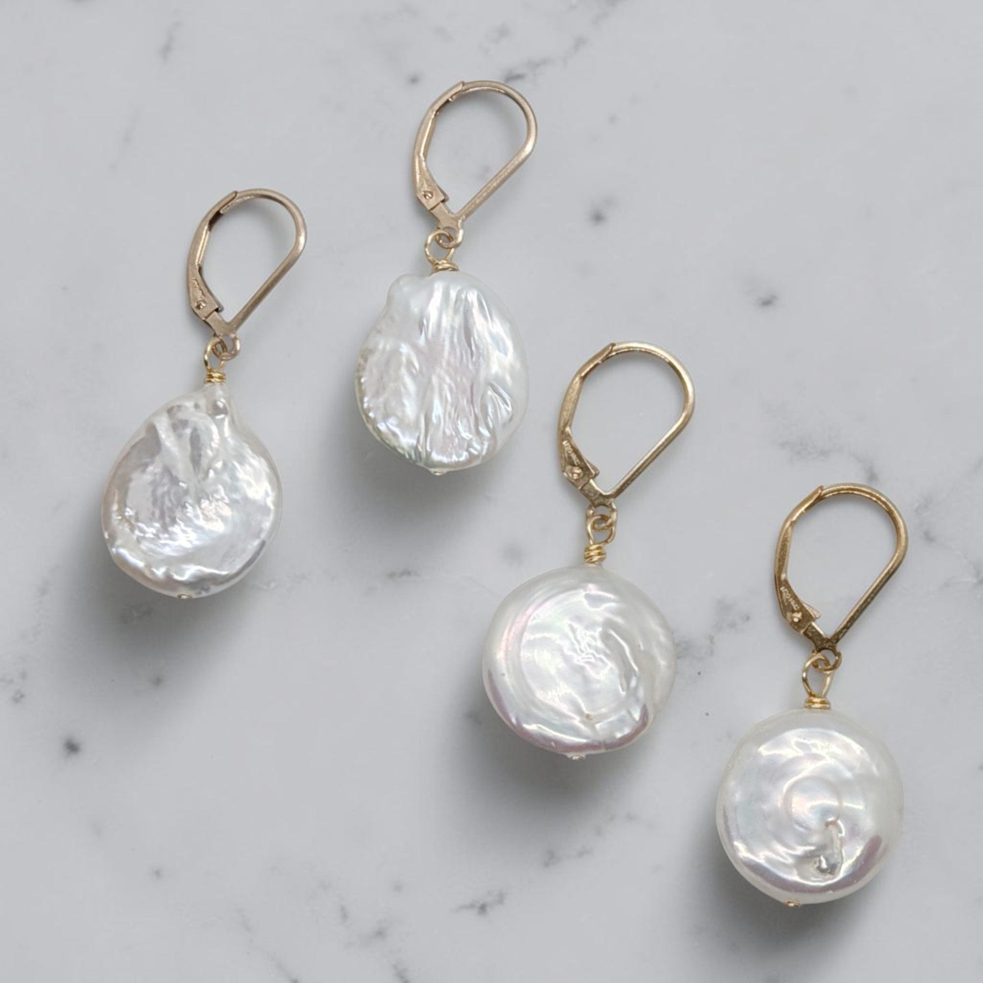 Baroque Freshwater Coin Pearl Earrings