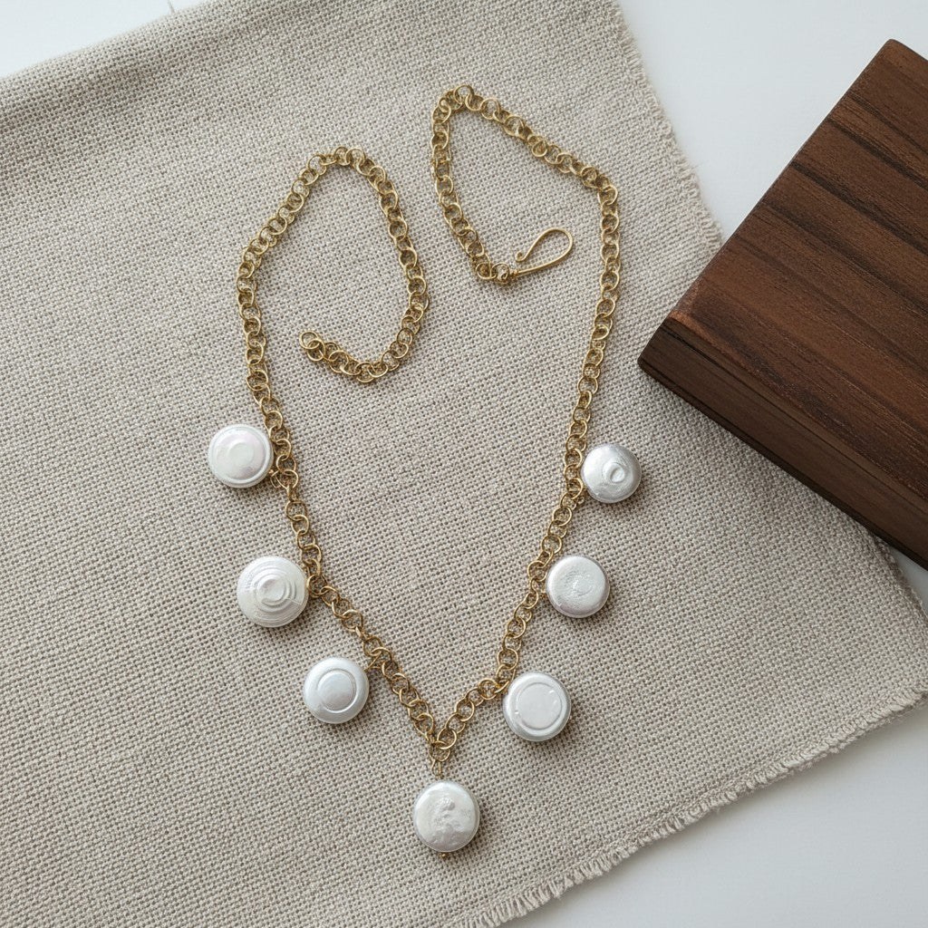 Baroque Coin Pearl Statement Necklace