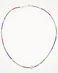 Color Block Beaded Necklace with Pearl