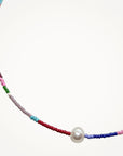 Color Block Beaded Necklace with Pearl