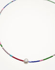 Color Block Beaded Necklace with Pearl