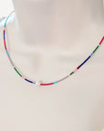 Color Block Beaded Necklace with Pearl
