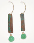 Copper Column Earrings • Green Chalcedony