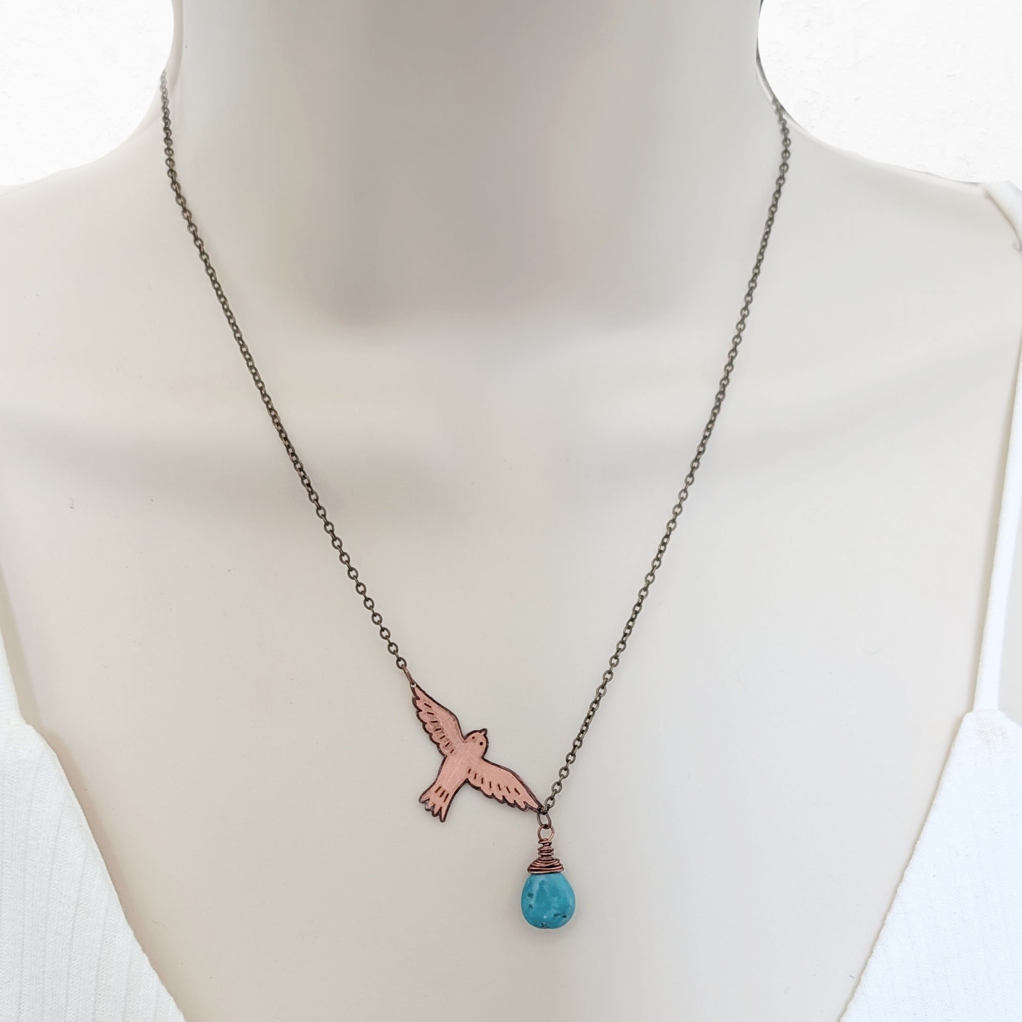 Crosswinds Bird Necklace • Turquoise