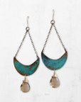 Copper Crescent Earrings • Smoke Quartz