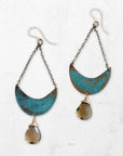 Copper Crescent Earrings • Smoke Quartz