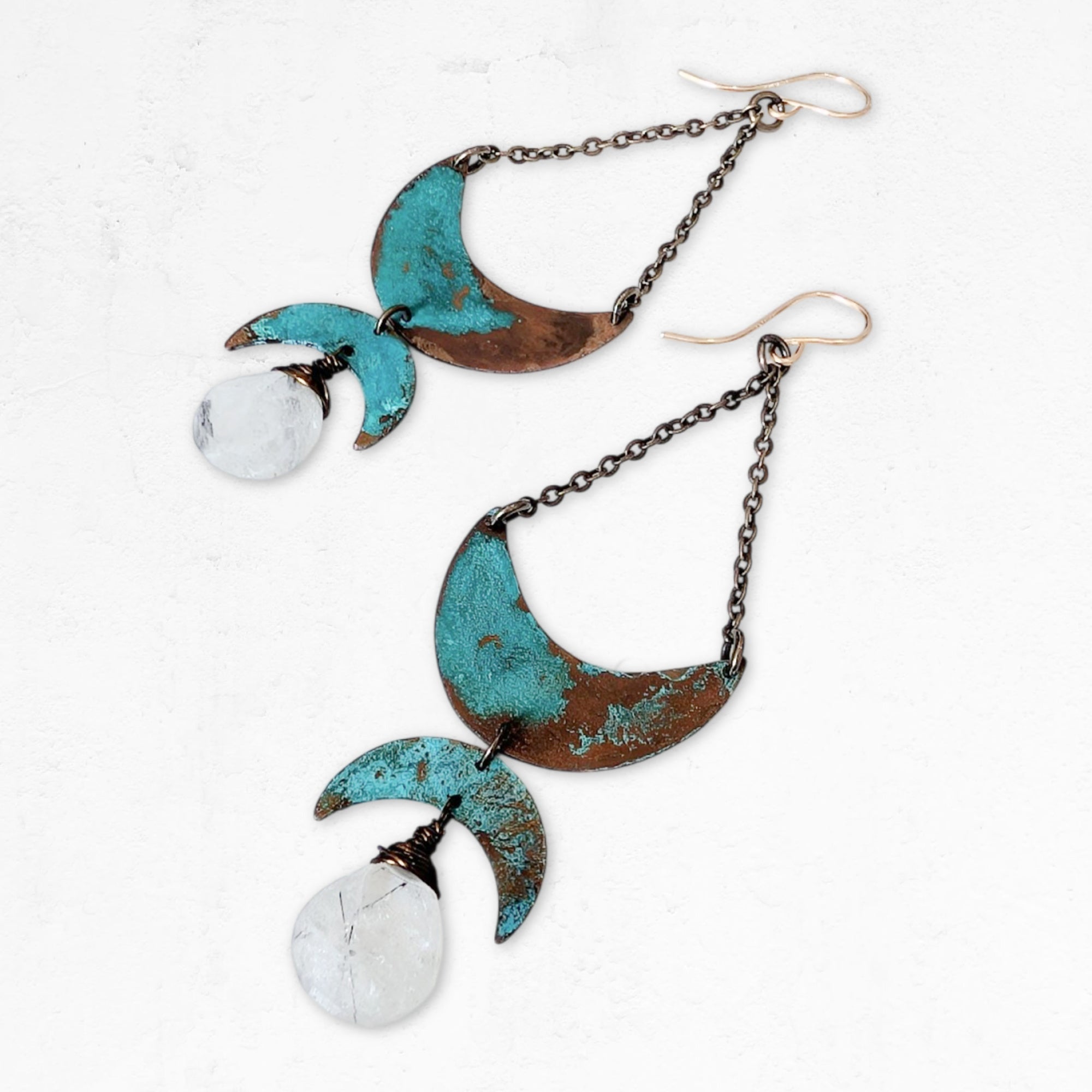 Echo Crescent Earrings • Rutilated Quartz