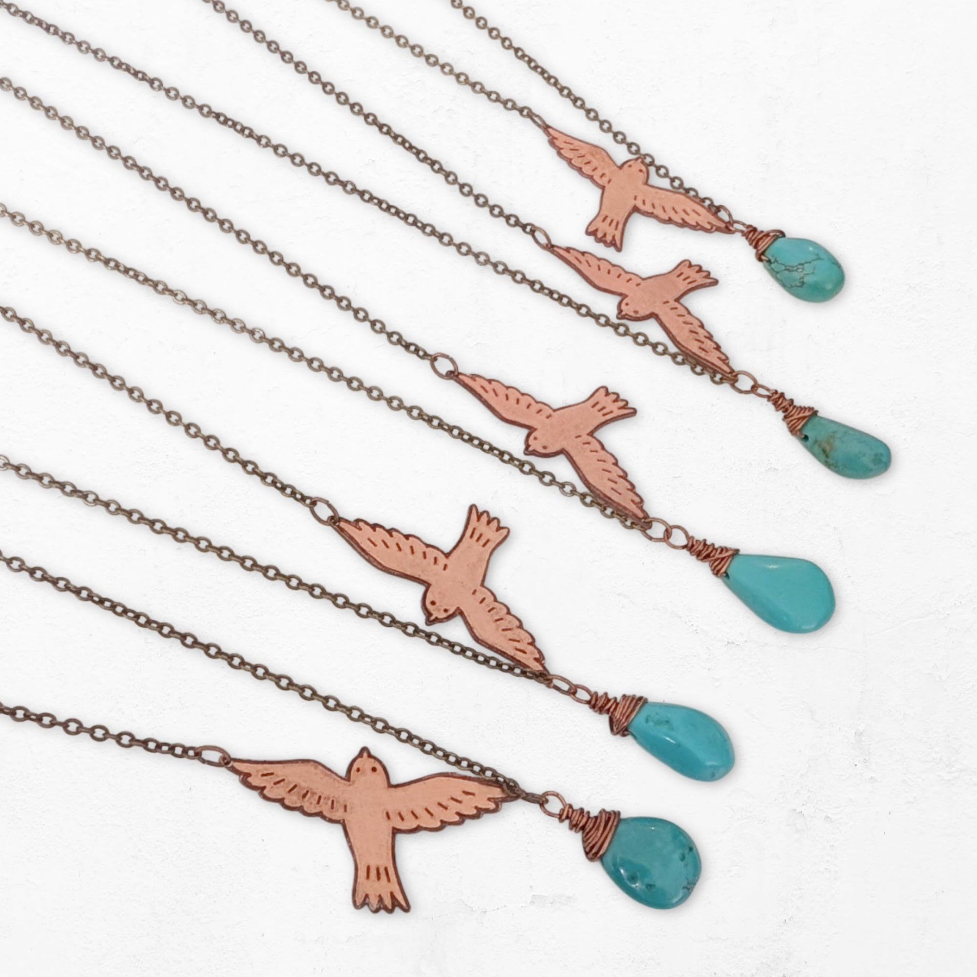 Crosswinds Bird Necklace • Turquoise